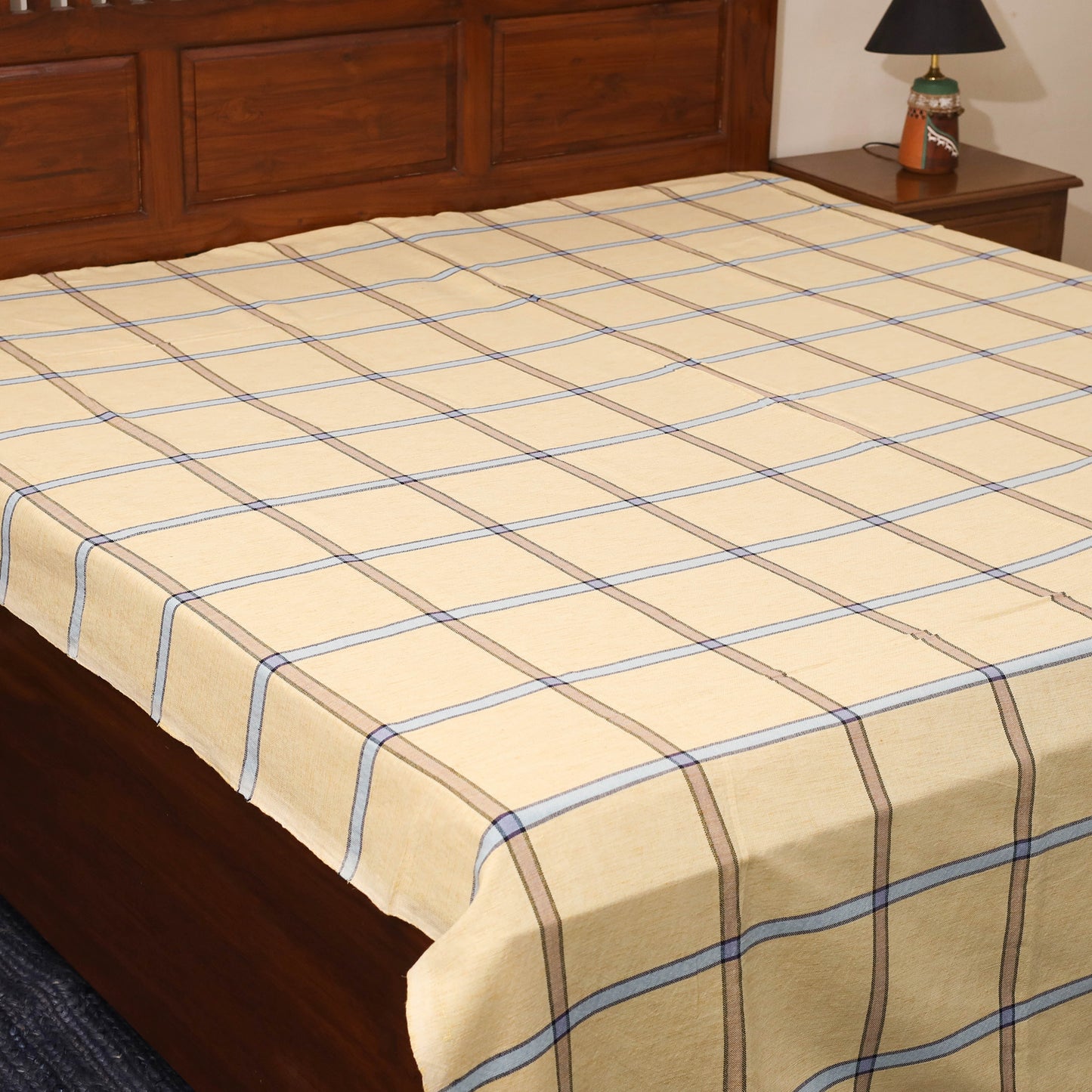 Yellow - double handloom cotton bed sheet (108 x 90 in) 26