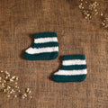 Green - hand knitted woollen socks for kids (6-12 months)