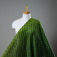 Green - Handloom Chanderi Silk Mothra Tie-Dye Leheriya Fabric 03