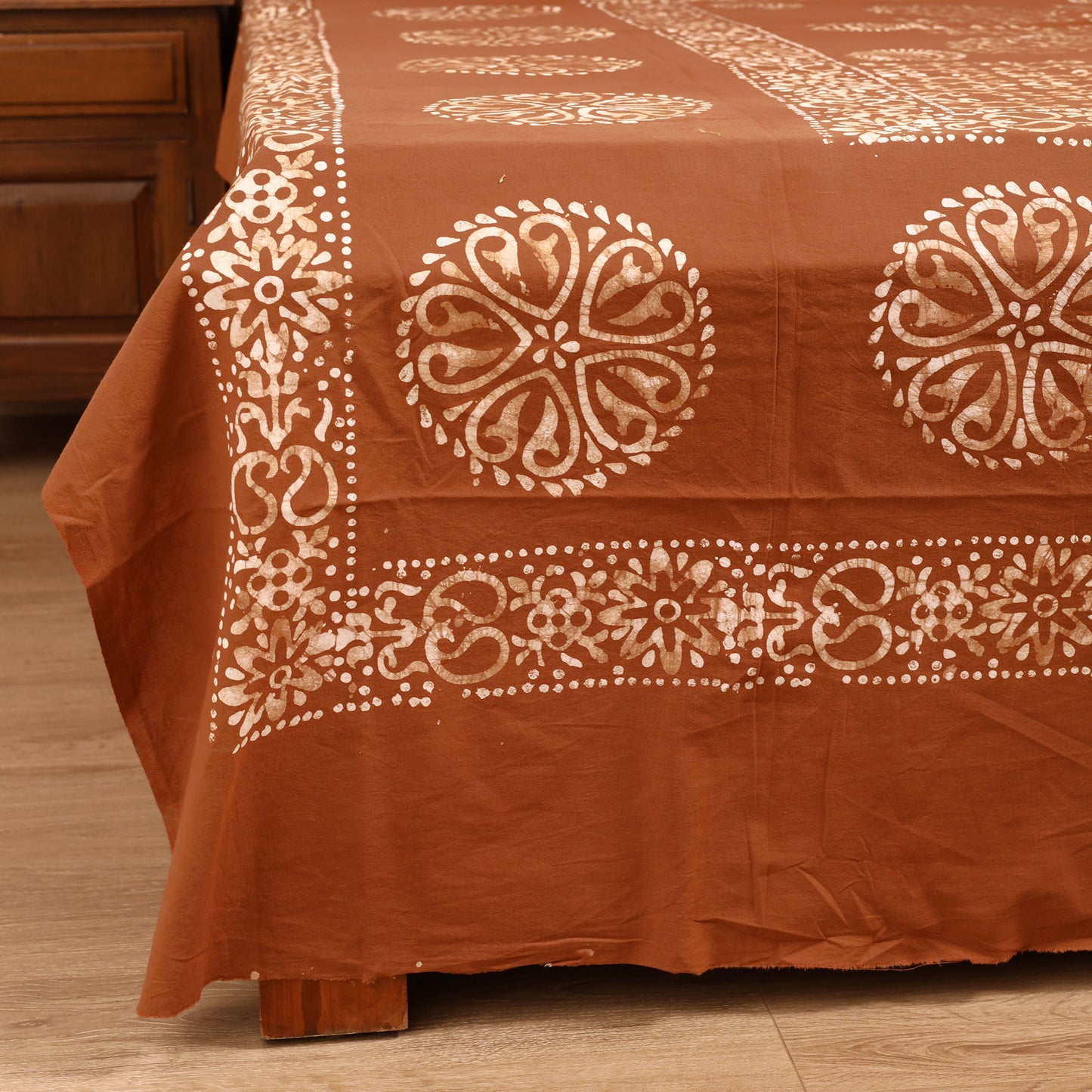 Hand Block Batik Print Cotton Double Bedsheet Set (108 x 90 in) 10