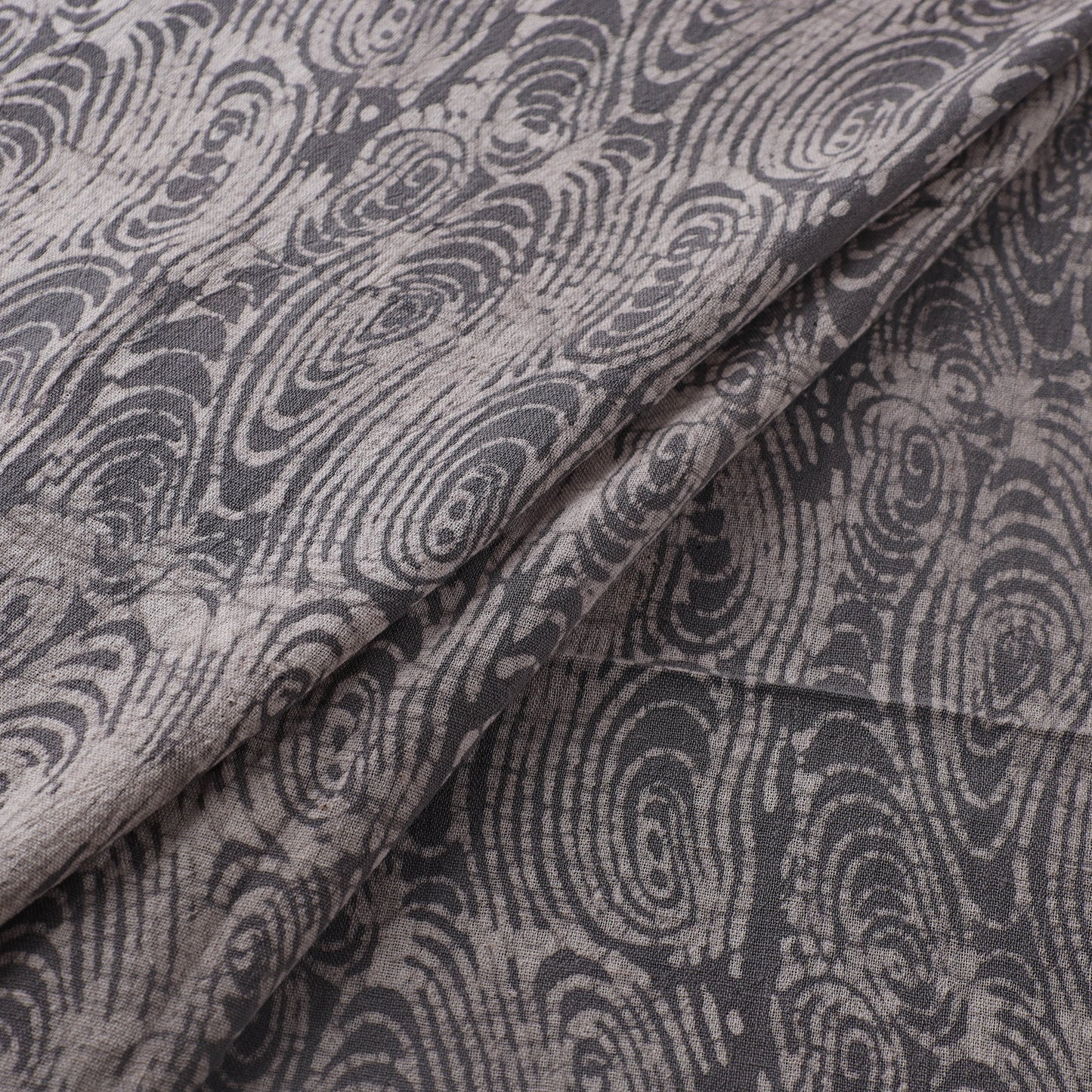 Grey - Authentic Kutch Hand Block Batik Print Pure Handwoven Natural Dyed Kala Cotton Fabric 32