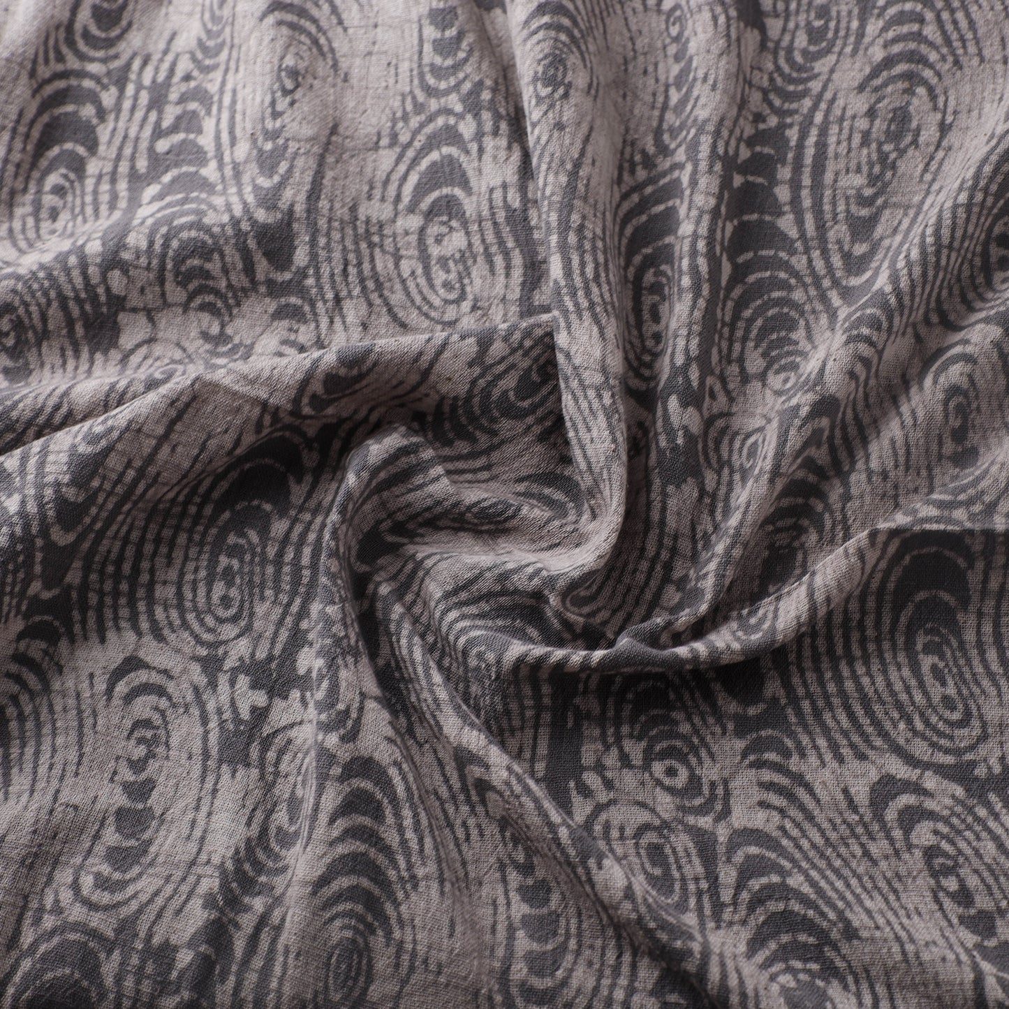 Grey - Authentic Kutch Hand Block Batik Print Pure Handwoven Natural Dyed Kala Cotton Fabric 32
