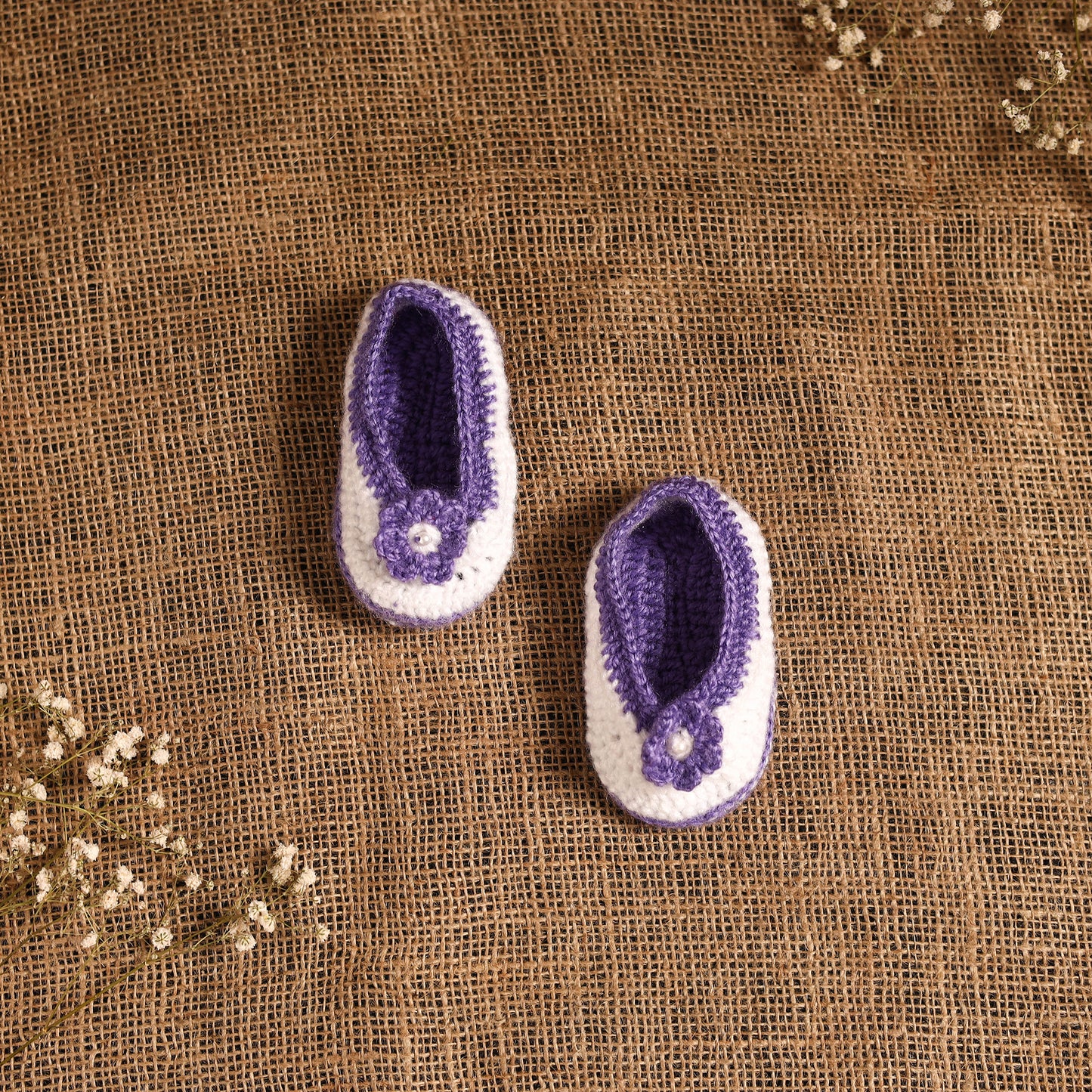 Purple - hand knitted woollen socks for kids (6-12 months)