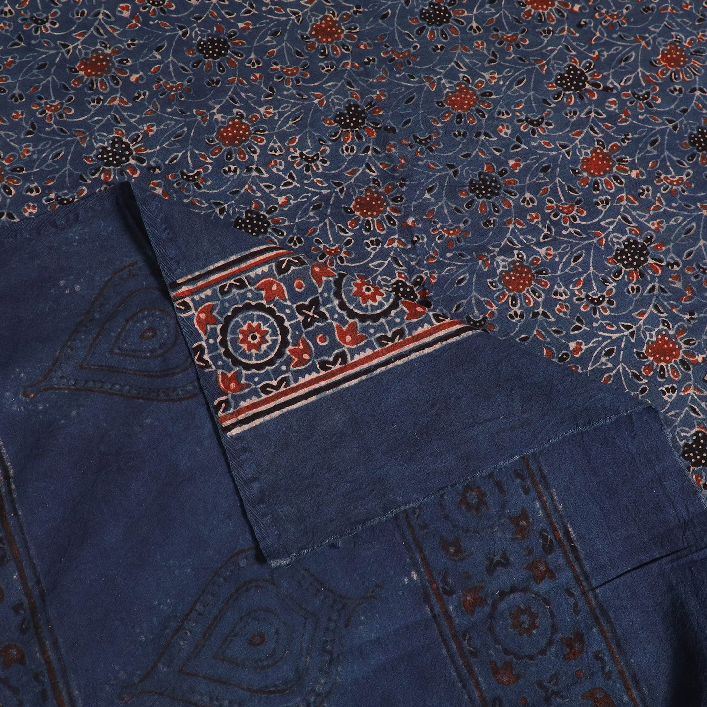 Ajrakh Hand Block Print Natural Dyed Cotton Single Bed Sheet (90 x 60 in) 11