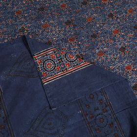 Ajrakh Hand Block Print Natural Dyed Cotton Single Bed Sheet (90 x 60 in) 11