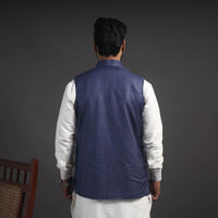 Blue - Vidarbha Tussar x Katia Silk Handloom Nehru Jacket 07