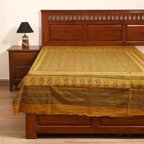 Ajrakh Hand Block Print Natural Dyed Cotton Single Bed Sheet (90 x 60 in) 12
