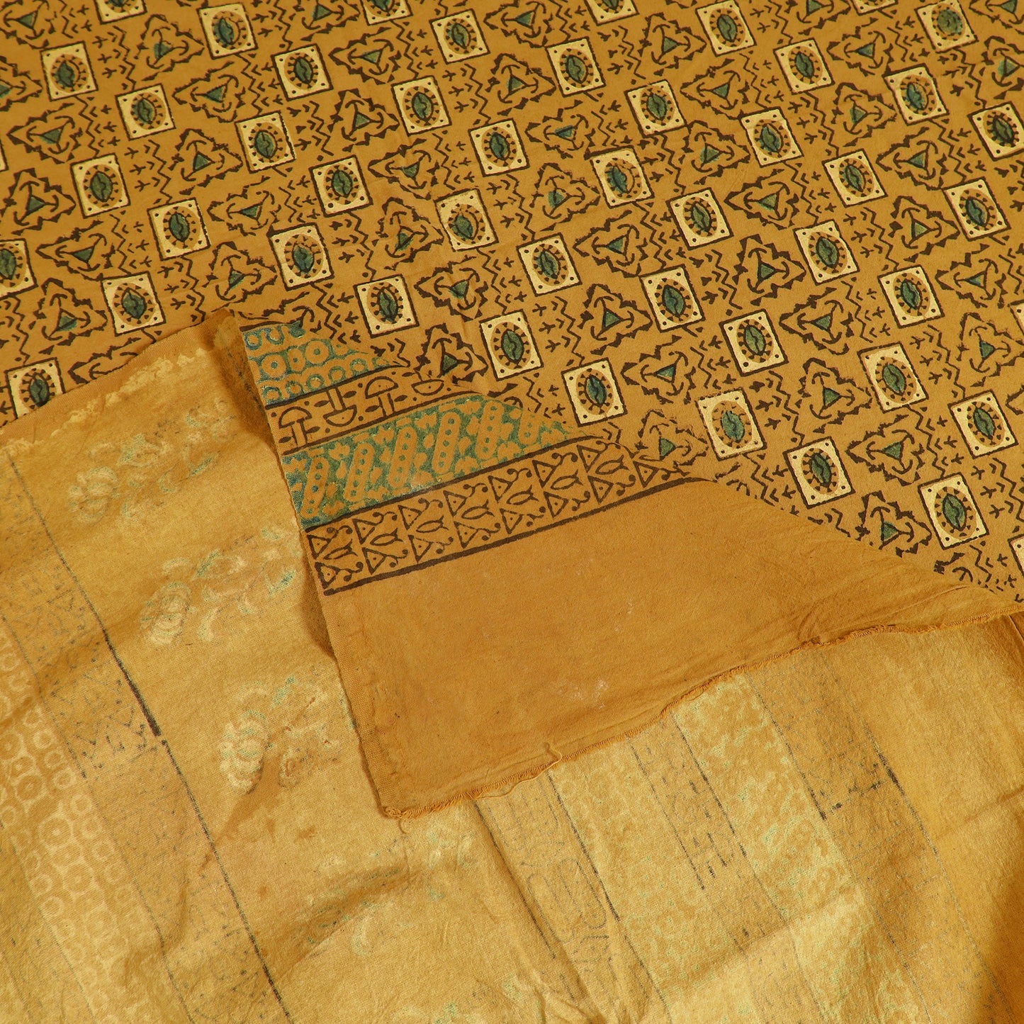 Ajrakh Hand Block Print Natural Dyed Cotton Single Bed Sheet (90 x 60 in) 12