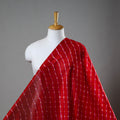 Red Handloom Chanderi Silk Mothra Tie-Dye Leheriya Fabric
