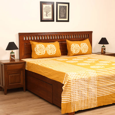 Hand Block Batik Print Cotton Double Bedsheet Set (108 x 90 in) 12