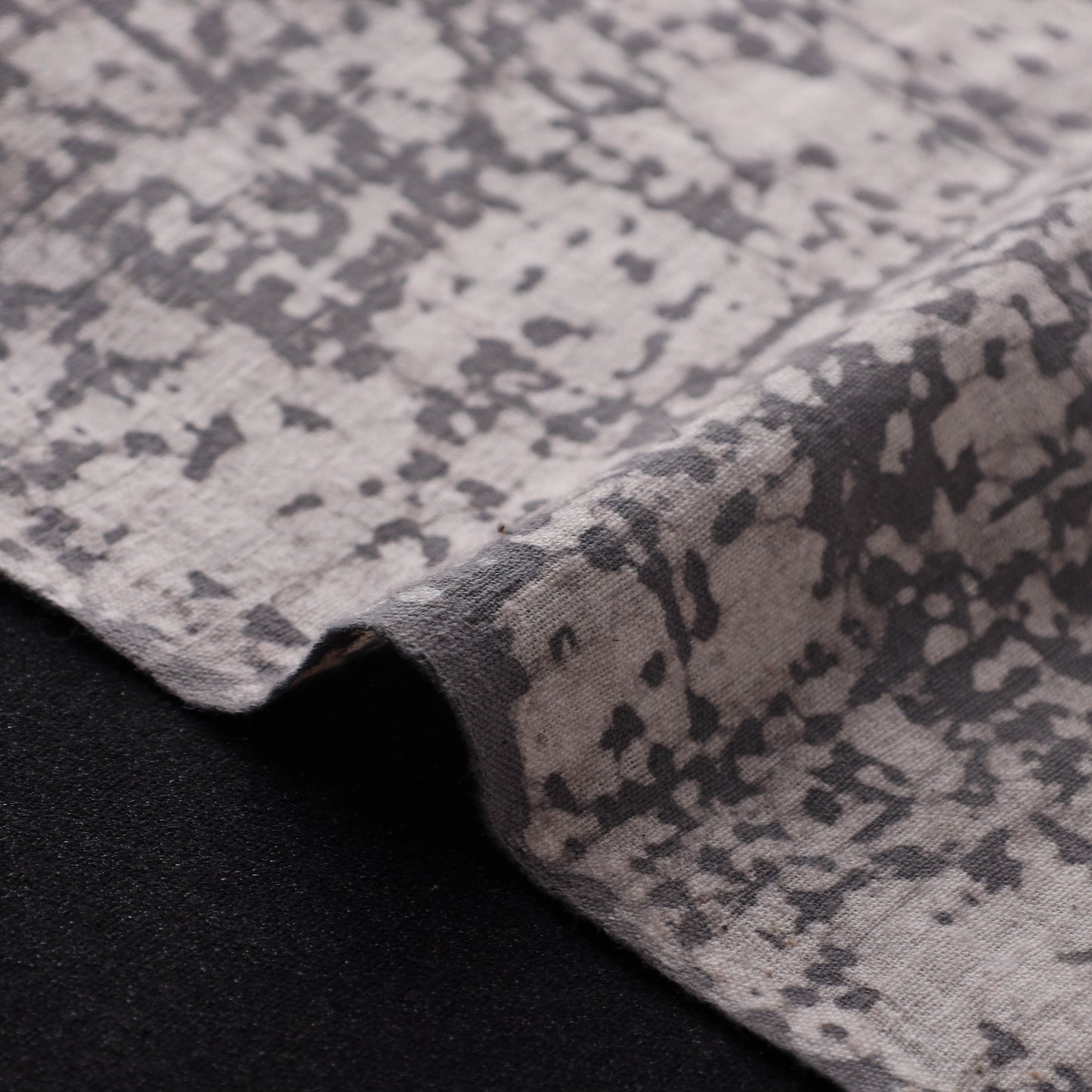 Grey - Authentic Kutch Hand Block Batik Print Pure Handwoven Natural Dyed Kala Cotton Fabric 34