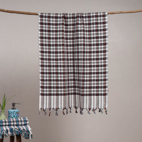 Handloom fine cotton checks bath towel 10 - handcrafted