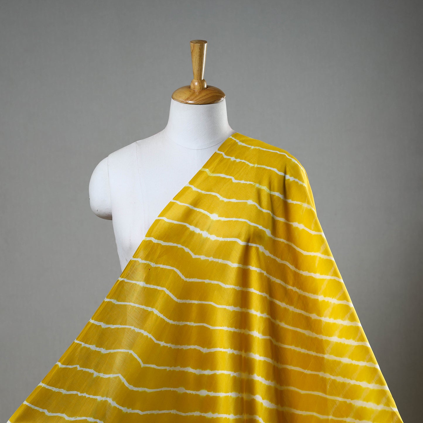 Yellow - Handloom Chanderi Silk Tie-Dye Leheriya Fabric 10