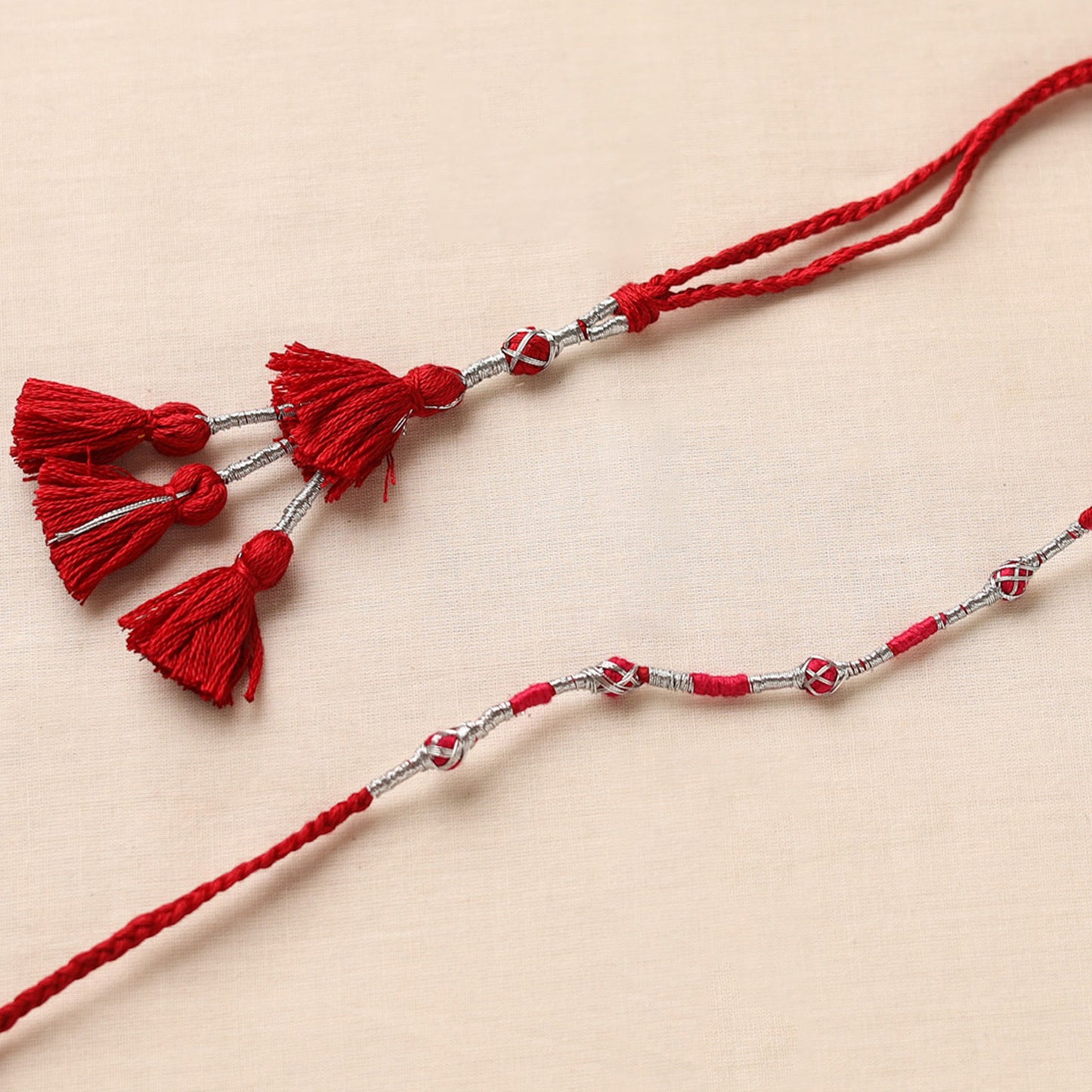 Anant Raksha Thread work Rakhi & Lumba Set