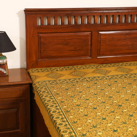 Ajrakh Hand Block Print Natural Dyed Cotton Single Bed Sheet (90 x 60 in) 14