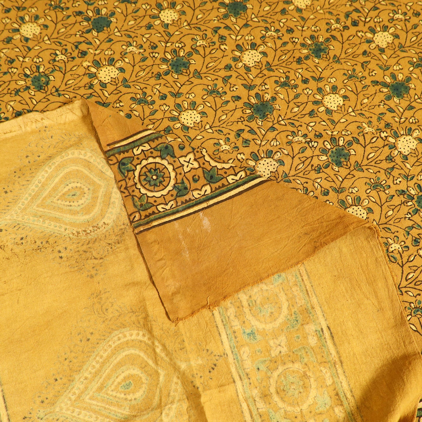 Ajrakh Hand Block Print Natural Dyed Cotton Single Bed Sheet (90 x 60 in) 14