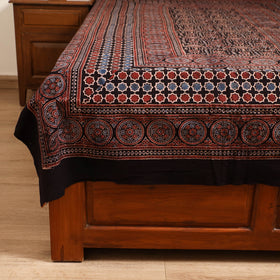 Ajrakh Hand Block Print Natural Dyed Cotton Single Bed Sheet (90 x 60 in) 15
