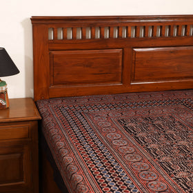 Ajrakh Hand Block Print Natural Dyed Cotton Single Bed Sheet (90 x 60 in) 15