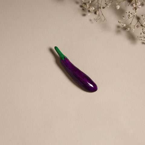 Brinjal - handpainted terracotta magnet 12 - handcrafted