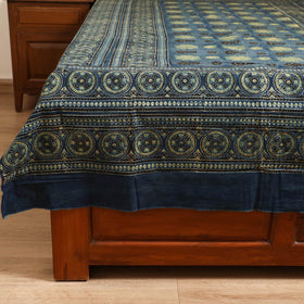 Ajrakh Hand Block Print Natural Dyed Cotton Single Bed Sheet (90 x 60 in) 16