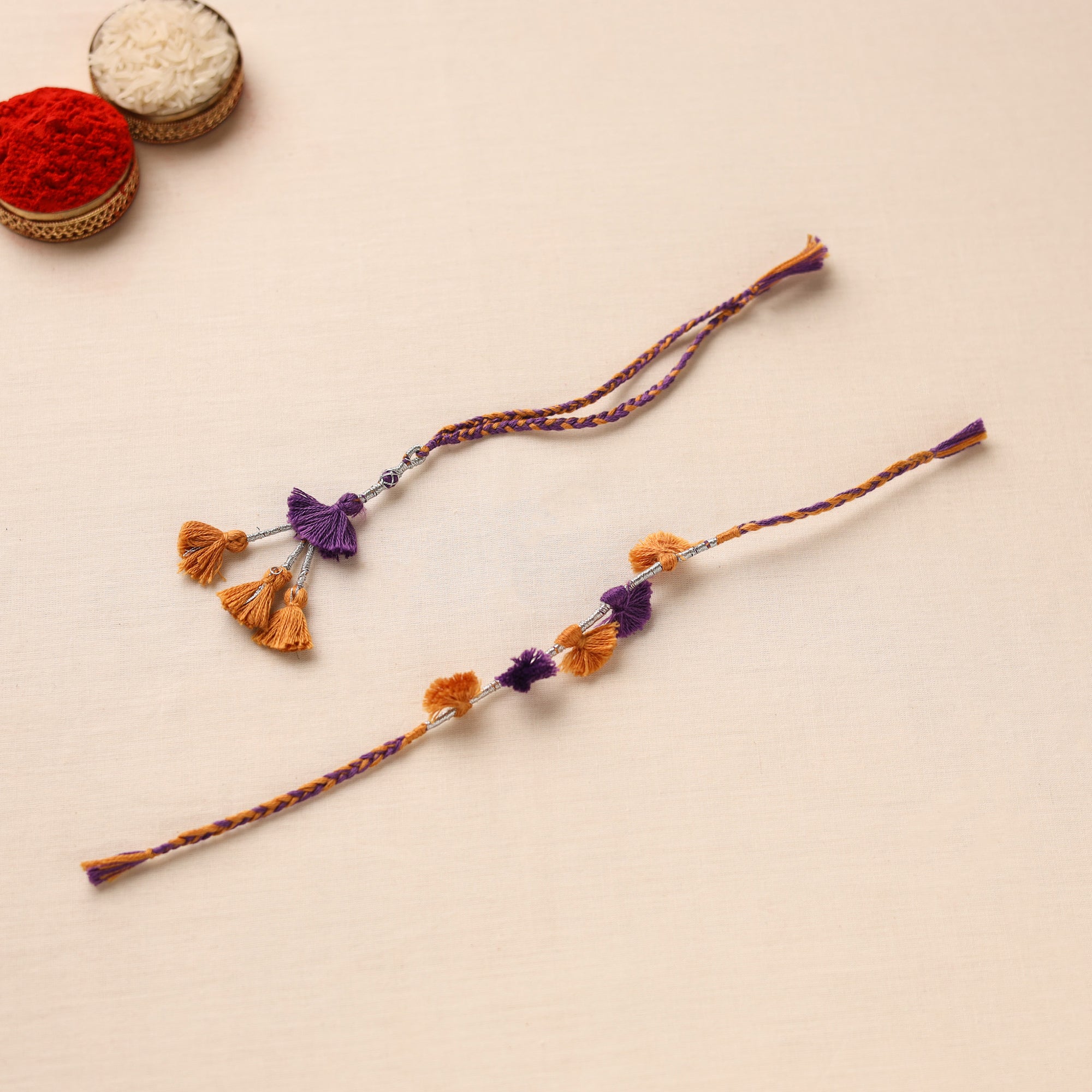 Anant Raksha Thread work Rakhi & Lumba Set – iTokri आई.टोकरी