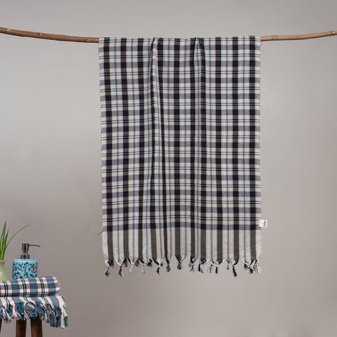 Handloom fine cotton checks bath towel 14 - handcrafted