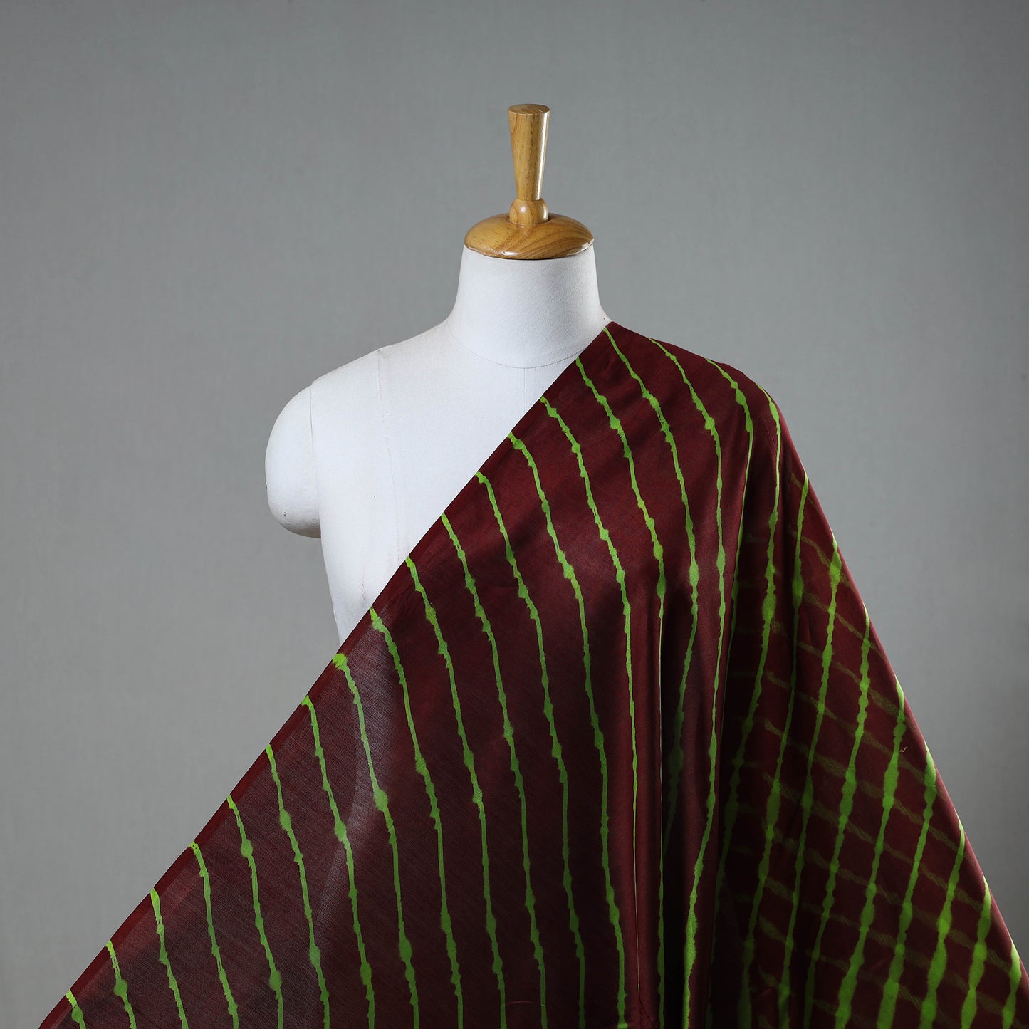 Brown - Handloom Chanderi Silk Tie-Dye Leheriya Fabric 18