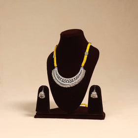 Yellow - german silver thread braided necklace set 02