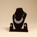Green - german silver thread braided necklace set 03