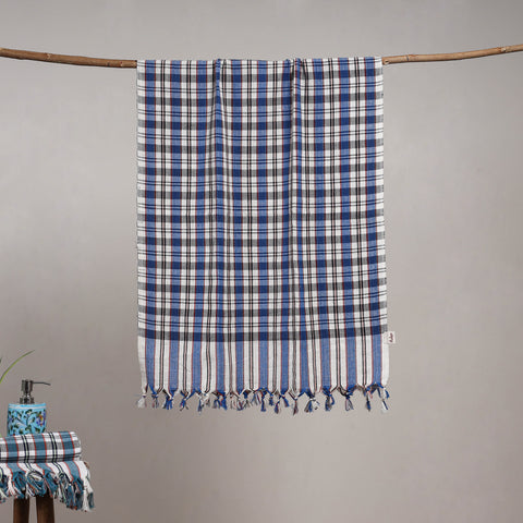 Handloom fine cotton checks bath towel 15 - handcrafted