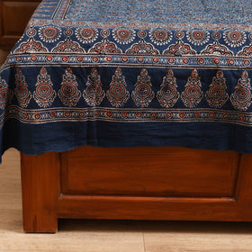 Ajrakh Hand Block Print Natural Dyed Cotton Single Bed Sheet (90 x 60 in) 17
