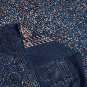 Ajrakh Hand Block Print Natural Dyed Cotton Single Bed Sheet (90 x 60 in) 17