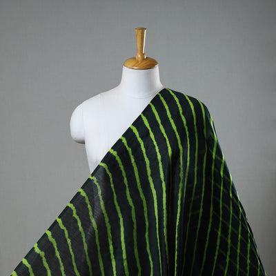 Green - Handloom Chanderi Silk Tie-Dye Leheriya Fabric 24