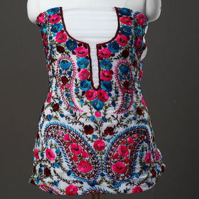 Multicolor 3pc Hand Embroidery Georgette Phulkari Dress Material