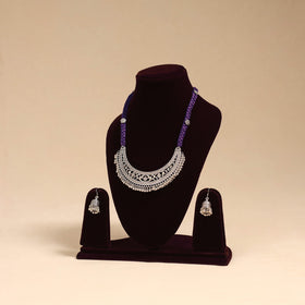 Purple - german silver thread braided necklace set 07