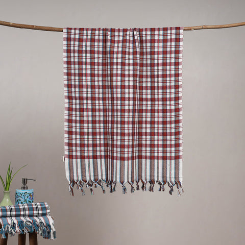 Handloom fine cotton checks bath towel 17 - handcrafted