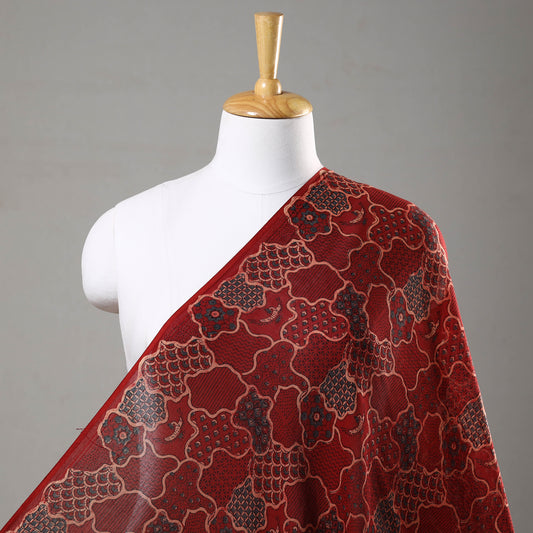 Red - Ajrakh Hand Block Printed Mul Cotton Fabric 12