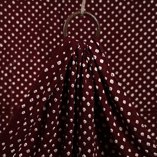 Matte Maroon Kutch Bandhani Tie-Dye Cotton Fabric