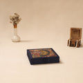 Blue - Handpainted Kalamkari Natural Dyed Ghicha Silk Jewellery Box 01