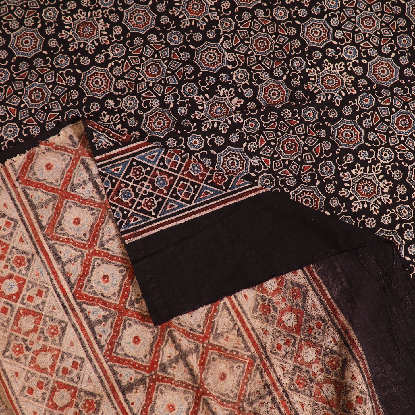 Ajrakh Hand Block Print Natural Dyed Cotton Single Bed Sheet (90 x 60 in) 18