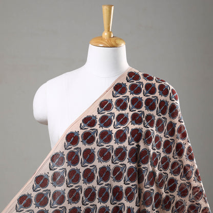 Beige - Ajrakh Hand Block Printed Mul Cotton Fabric 01