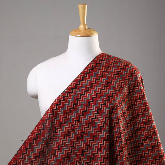 Red - Ajrakh Hand Block Printed Cotton Fabric