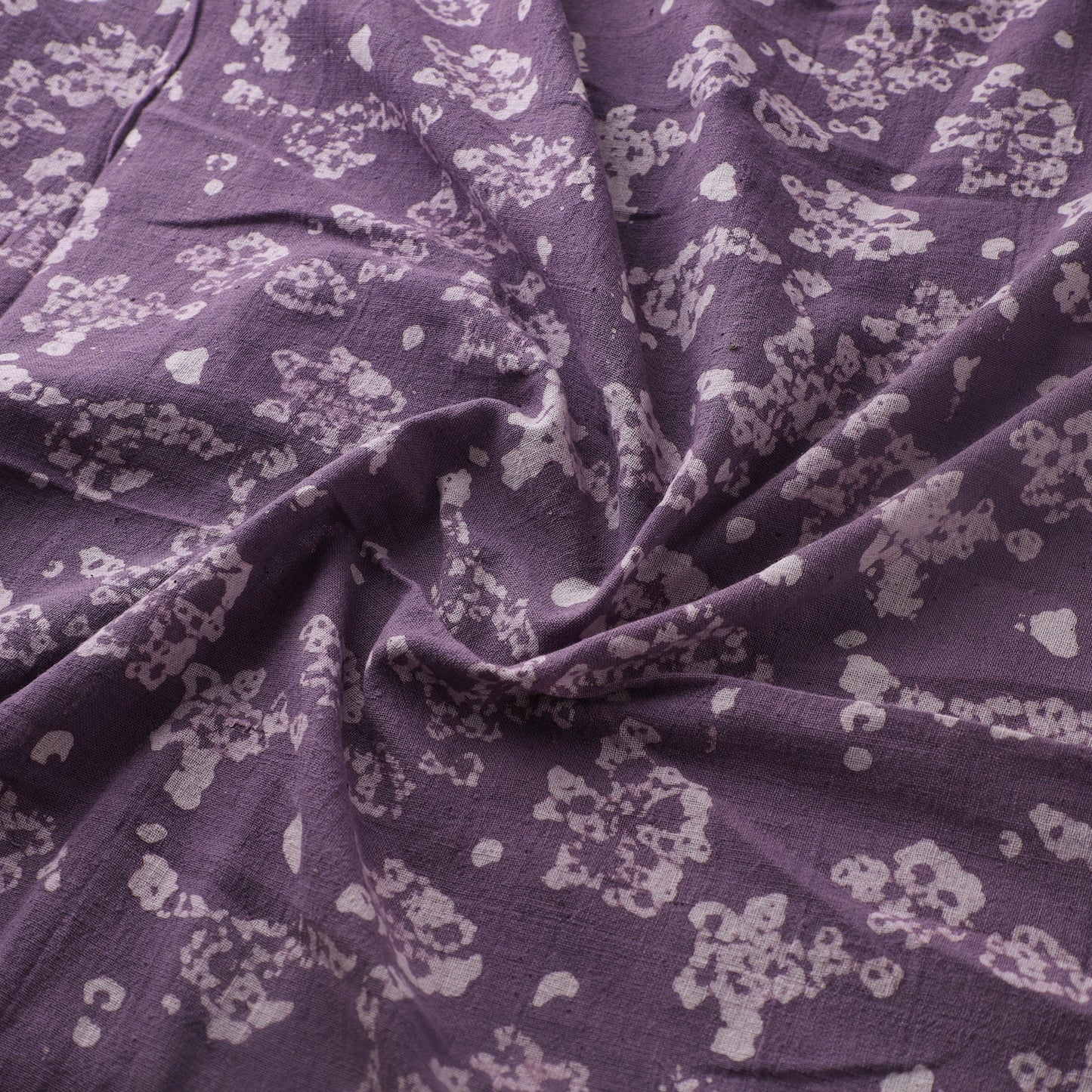 Purple - Authentic Kutch Hand Block Batik Print Pure Handwoven Natural Dyed Kala Cotton Fabric 42