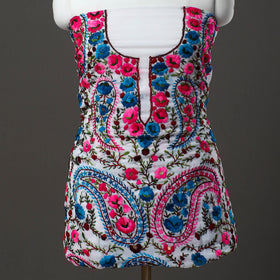 Multicolor - 3pc Hand Embroidery Georgette Phulkari Dress Material 52