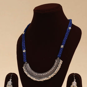 Blue - german silver thread braided necklace set 10