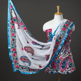 Multicolor - 3pc Hand Embroidery Georgette Phulkari Dress Material 52