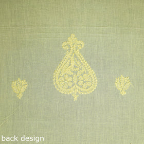 Yellow Hand Embroidery Mul Cotton Chikankari Kurta Material