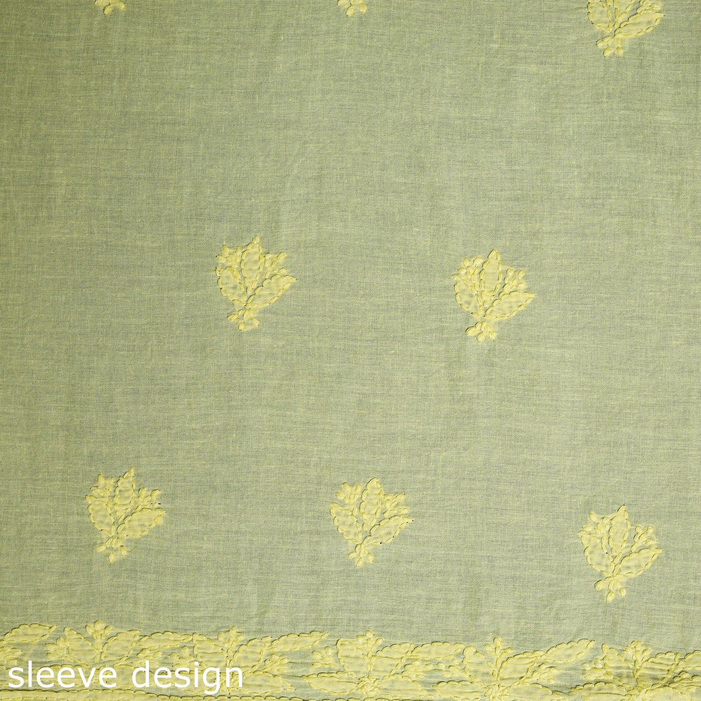 Yellow Hand Embroidery Mul Cotton Chikankari Kurta Material