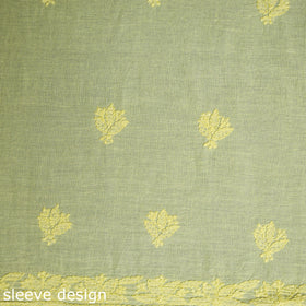 Yellow Hand Embroidery Mul Cotton Chikankari Kurta Material