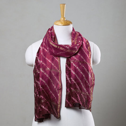 Purple - Shibori Tie-Dye Chanderi Silk Handloom Stole